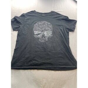 Karl Lagerfeld Paris Black Skull Graphic Print Mens Size 2XL Black Short Sleeve